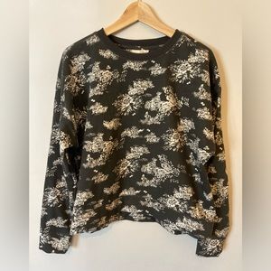 Universal Threads Grey Floral Print Sweatshirt, Size Large